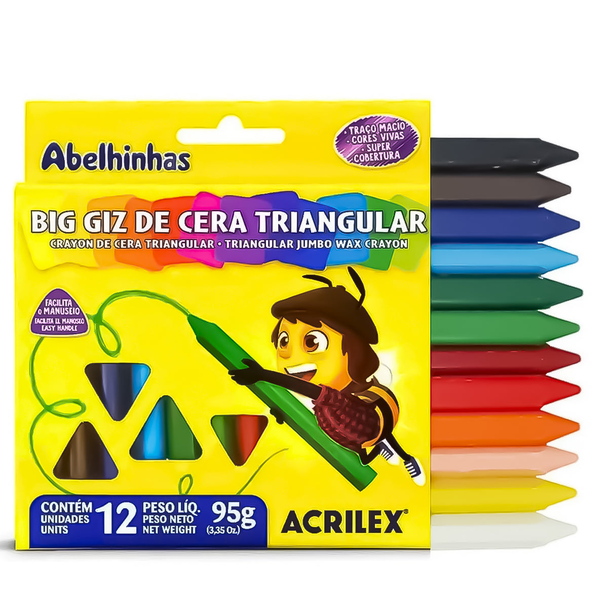 Big Giz de Cera Triangular 95g 12 Cores Acrilex - 9312