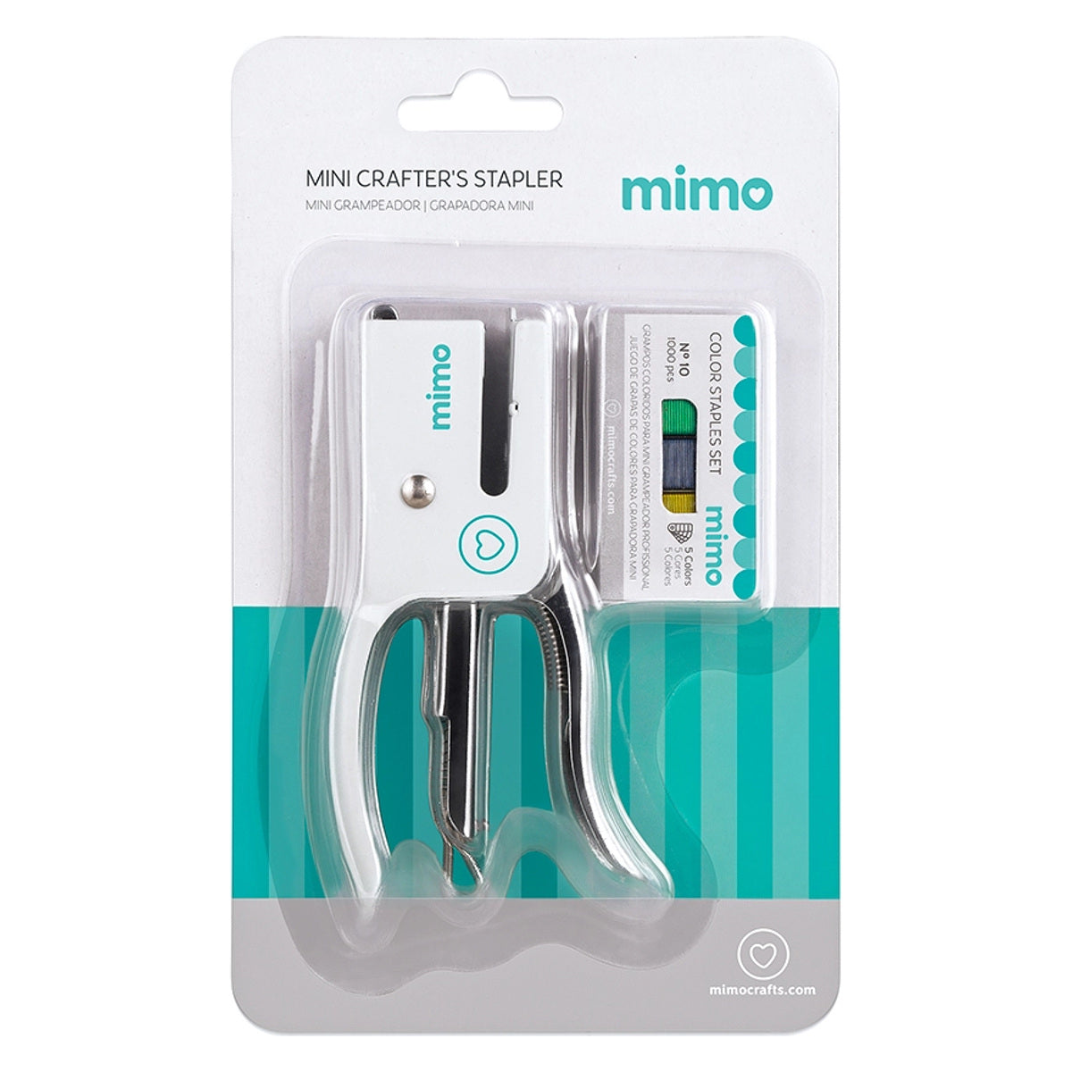 Kit Mini Grampeador Profissional Mimo com 1000 Grampos Coloridos Nº 10 06297 - Mimo Crafts