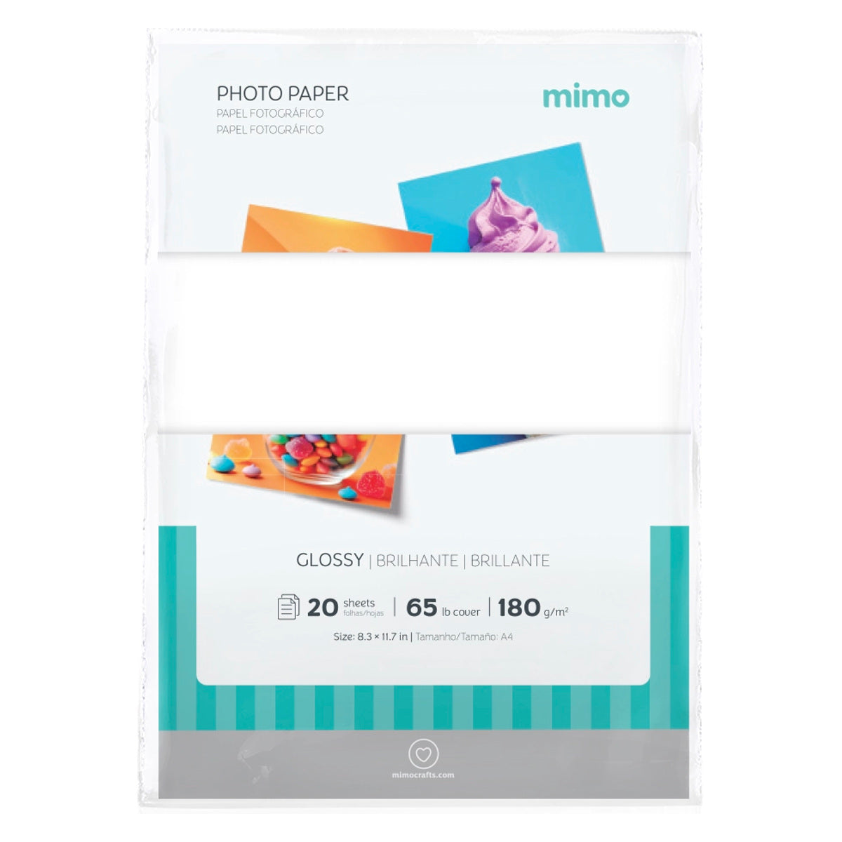 Papel Fotográfico Mimo Brilho 180g A4 com 20 Folhas para Jato de Tinta 04302 - Mimo Crafts