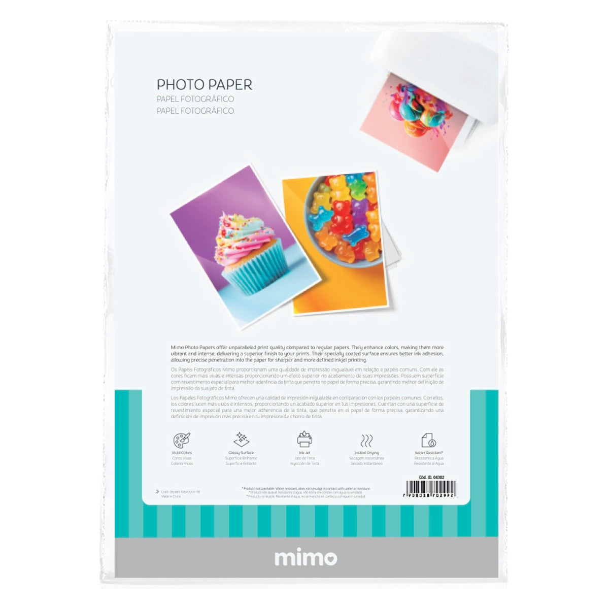 Papel Fotográfico Mimo Brilho 180g A4 com 20 Folhas para Jato de Tinta 04302 - Mimo Crafts