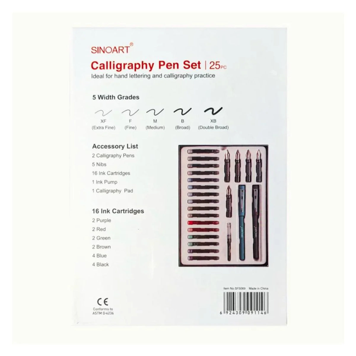 Kit de Caligrafia com 25 Peças Sfs069 - Sinoart