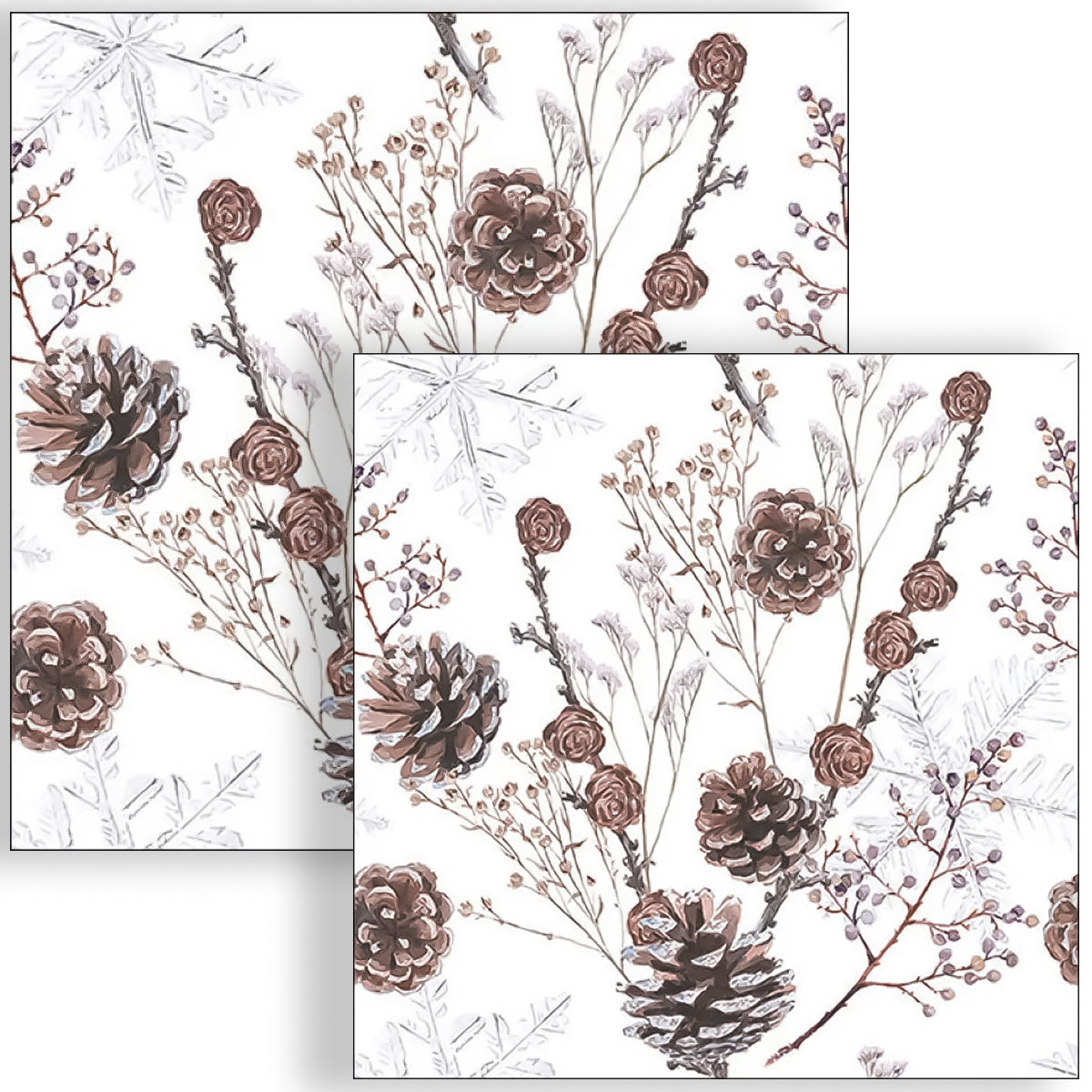Guardanapo para Decoupage Ambiente 33x33cm com 20 Unidades - Pinhas Brancas
