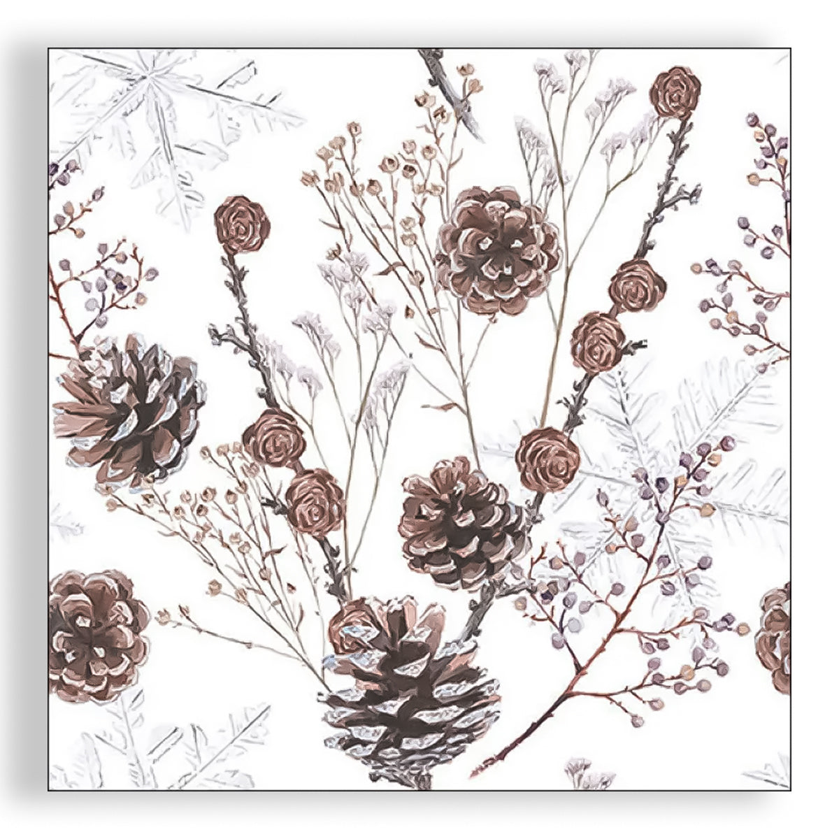 Guardanapo para Decoupage Ambiente 33x33cm com 20 Unidades - Pinhas Brancas