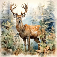 Guardanapo para Decoupage Ambiente 33x33cm com 2 Unidades - Cervo no Bosque