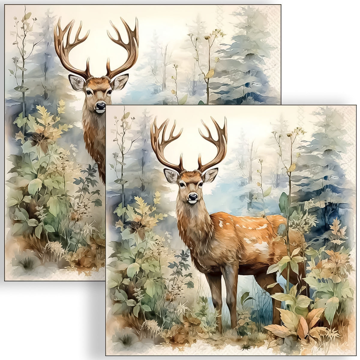 Guardanapo para Decoupage Ambiente 33x33cm com 2 Unidades - Cervo no Bosque