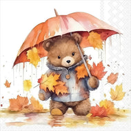 Guardanapo para Decoupage Ambiente 33x33cm com 2 Unidades - Ursinho de Guarda Chuva