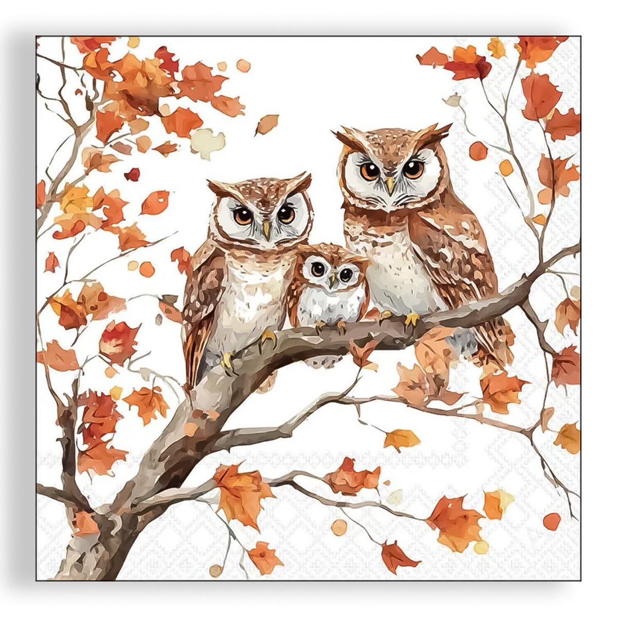 Guardanapo para Decoupage Ambiente 33x33cm com 20 Unidades - Familia de Corujas