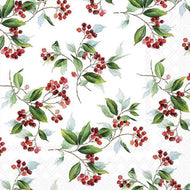 Guardanapo para Decoupage Ambiente 33x33cm com 2 Unidades - Natal Ramos com Bagas Vermelhas