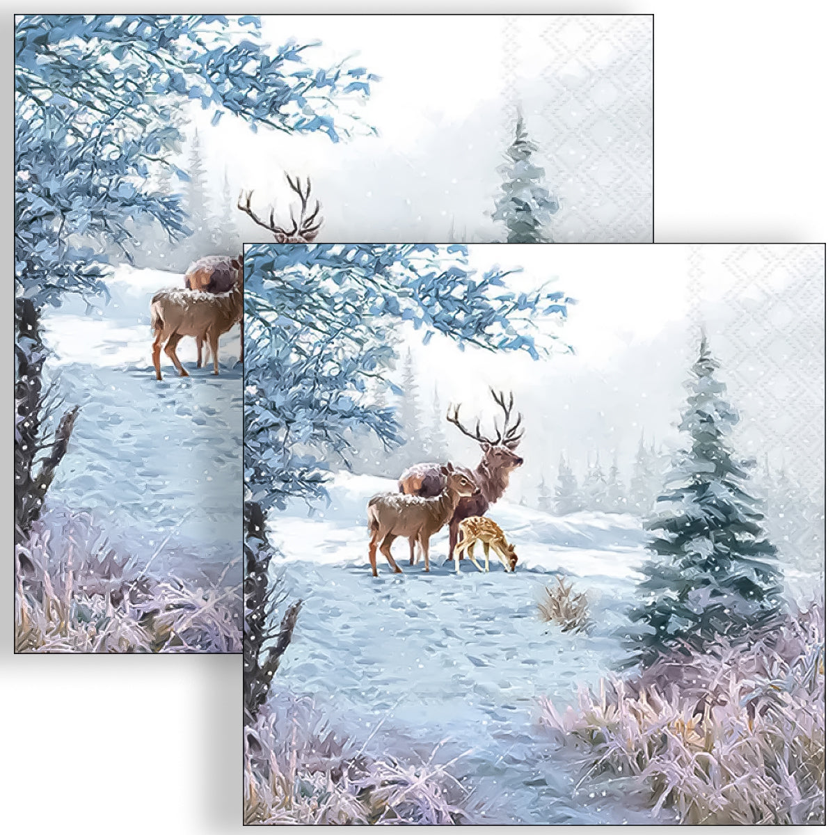 Guardanapo para Decoupage Ambiente 33x33cm com 2 Unidades - Natal Familia de Cervos