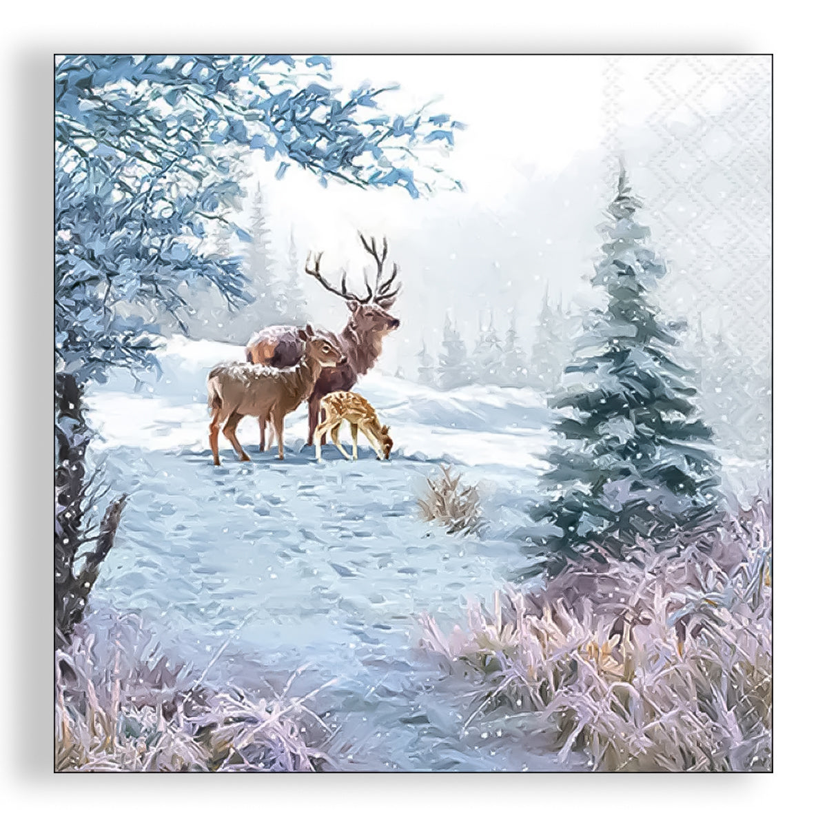 Guardanapo para Decoupage Ambiente 33x33cm com 20 Unidades - Natal Familia de Cervos
