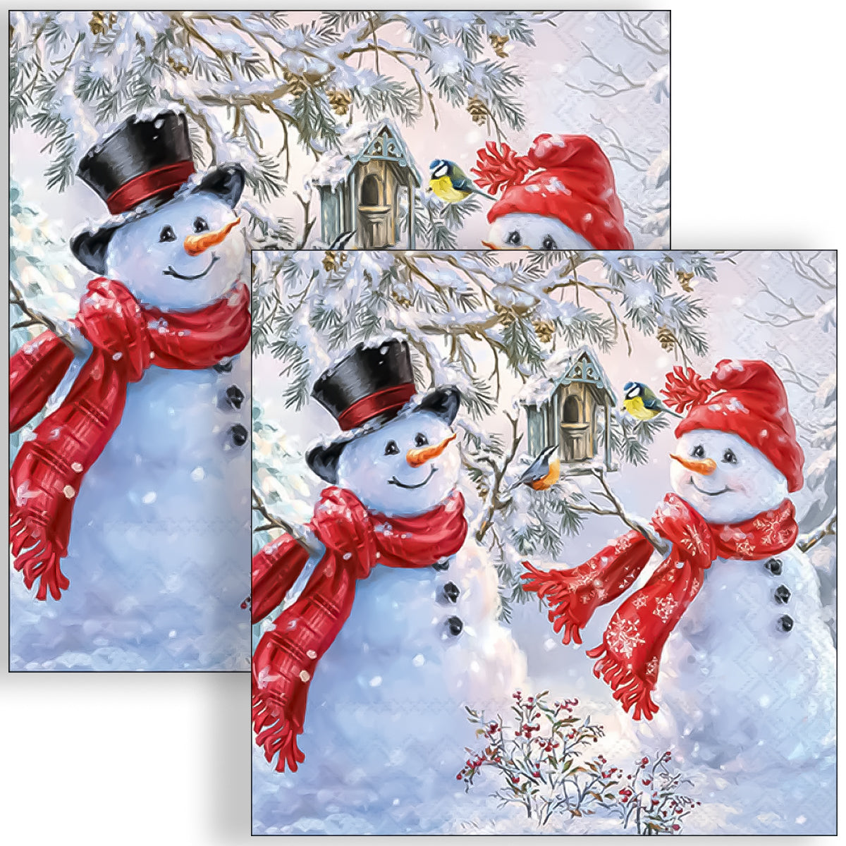 Guardanapo para Decoupage Ambiente 33x33cm com 20 Unidades - Natal Bonecos de Neve e Pássaros