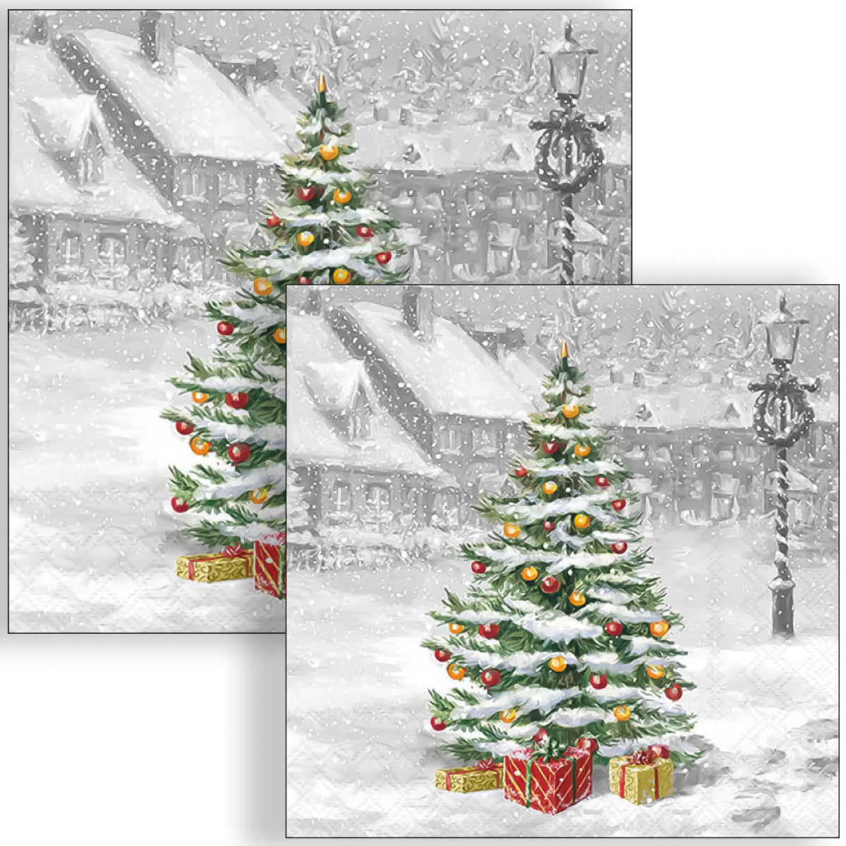 Guardanapo para Decoupage Ambiente 33x33cm com 20 Unidades - Natal Arvore no Quadrado