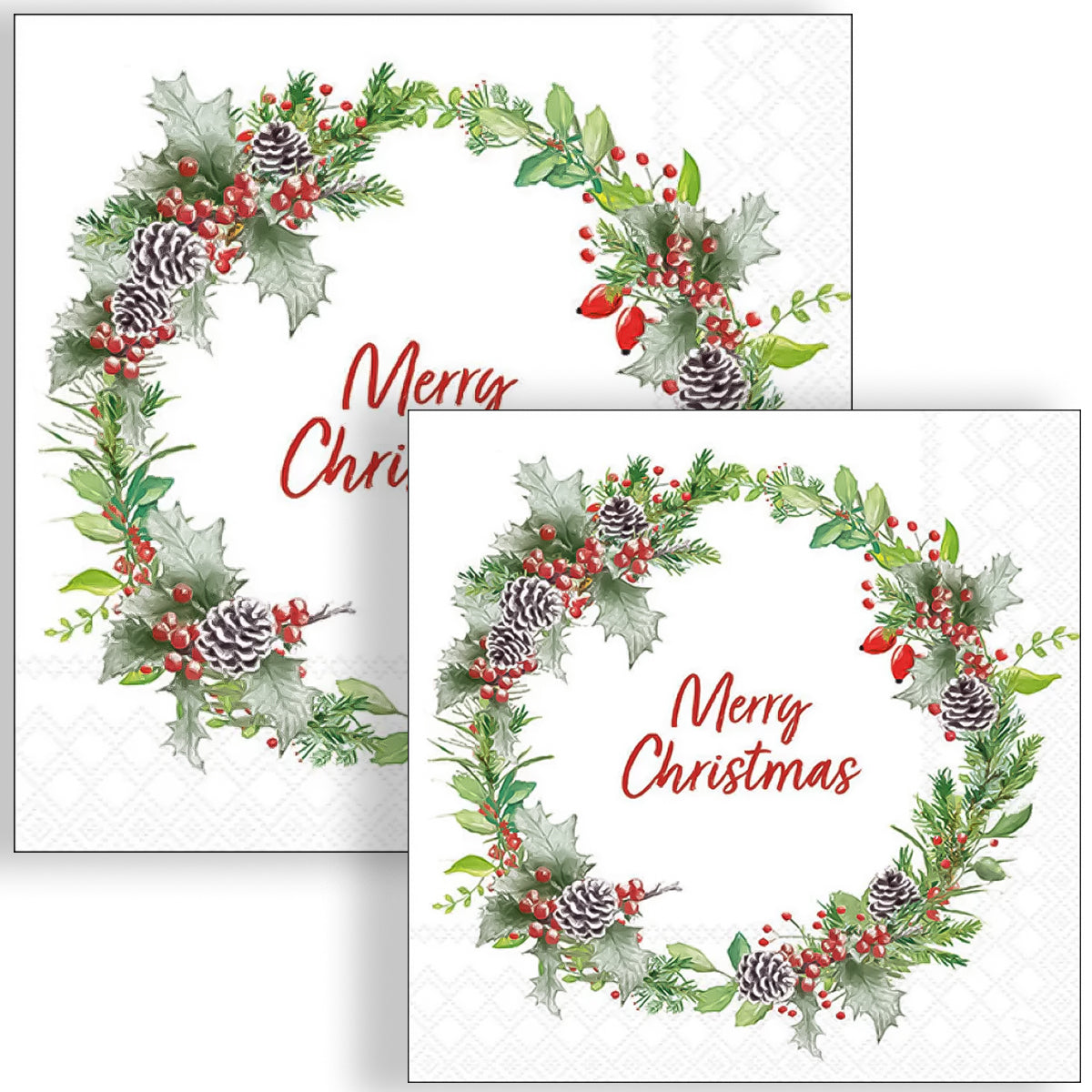 Guardanapo para Decoupage Ambiente 33x33cm com 20 Unidades - Guirlanda de Natal Branca