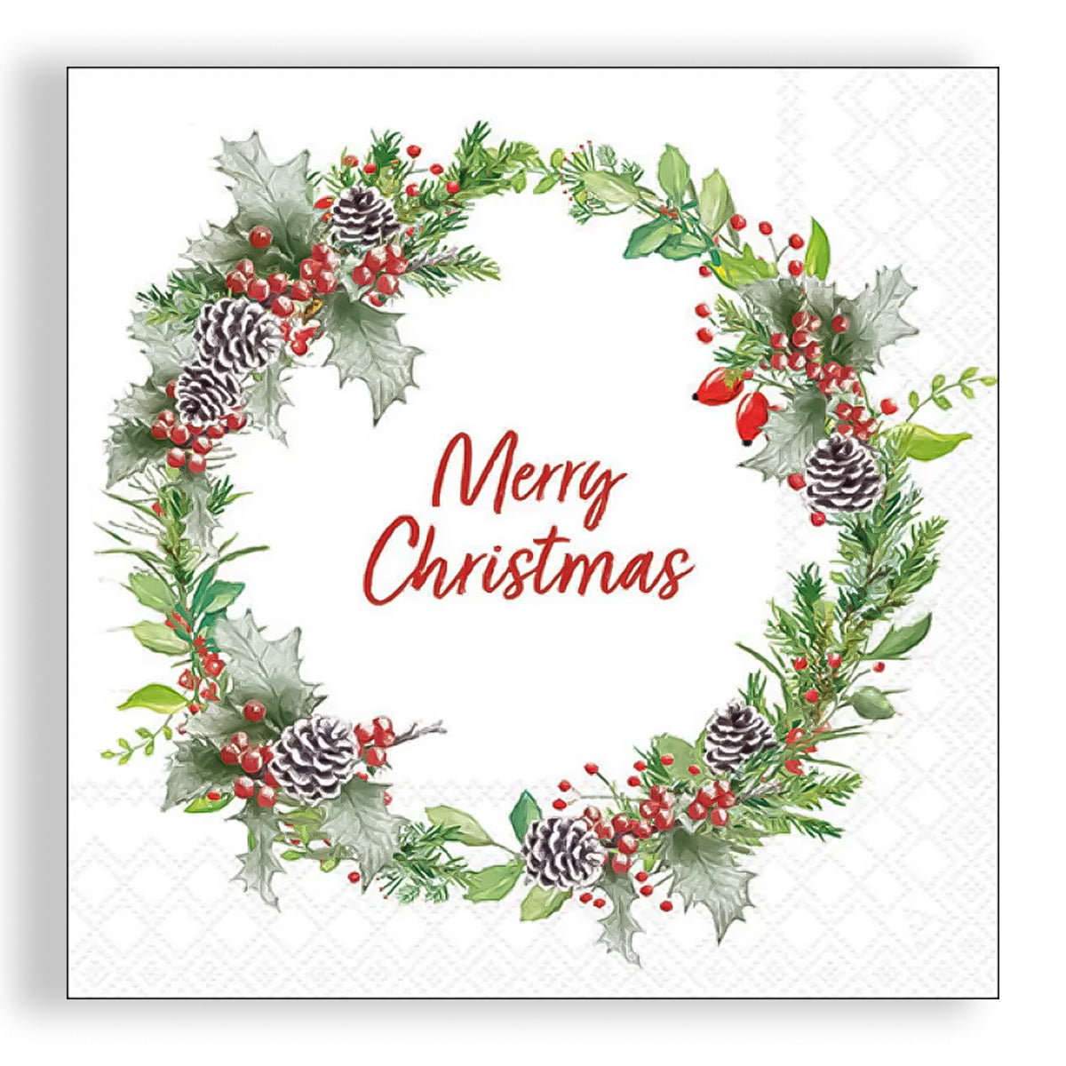 Guardanapo para Decoupage Ambiente 33x33cm com 20 Unidades - Guirlanda de Natal Branca