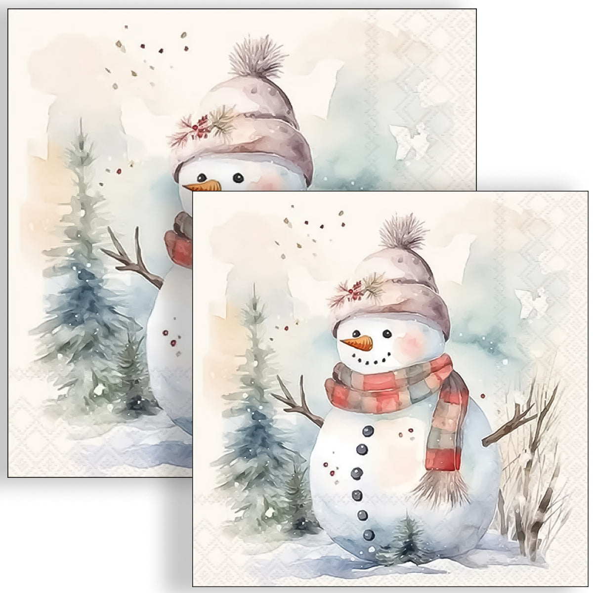Guardanapo para Decoupage Ambiente 33x33cm com 20 Unidades - Natal Boneco de Neve na Natureza