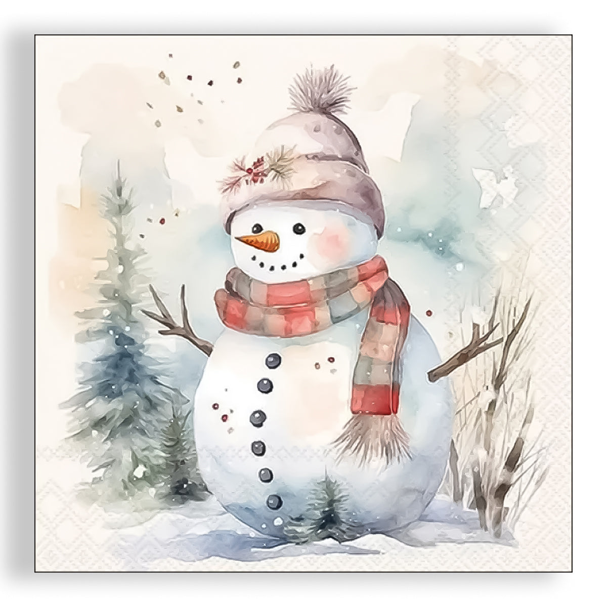 Guardanapo para Decoupage Ambiente 33x33cm com 20 Unidades - Natal Boneco de Neve na Natureza
