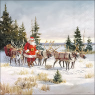 Guardanapo para Decoupage Ambiente 33x33cm com 2 Unidades - Natal Papai Noel com Suas Renas