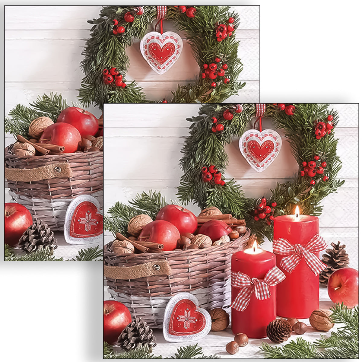 Guardanapo para Decoupage Ambiente 33x33cm com 20 Unidades - Natal Colheita na Cesta