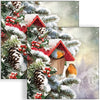 Guardanapo para Decoupage Ambiente 33x33cm com 2 Unidades - Natal Casa com Pintassilgos