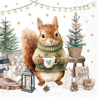 Guardanapo para Decoupage Ambiente 33x33cm com 2 Unidades - Natal Esquilo