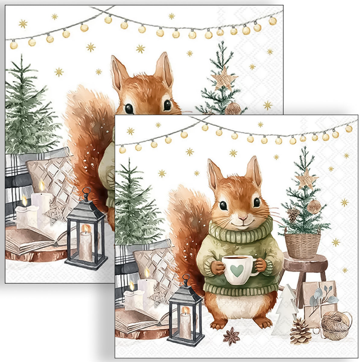 Guardanapo para Decoupage Ambiente 33x33cm com 20 Unidades - Natal Esquilo