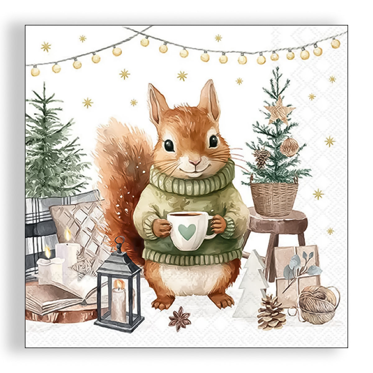 Guardanapo para Decoupage Ambiente 33x33cm com 2 Unidades - Natal Esquilo