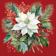 Guardanapo para Decoupage Ambiente 33x33cm com 2 Unidades - Buque de Flor do Natal Vermelha