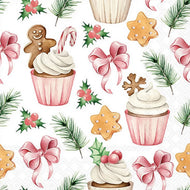 Guardanapo para Decoupage Ambiente 33x33cm com 2 Unidades - Doces de Natal Rosa