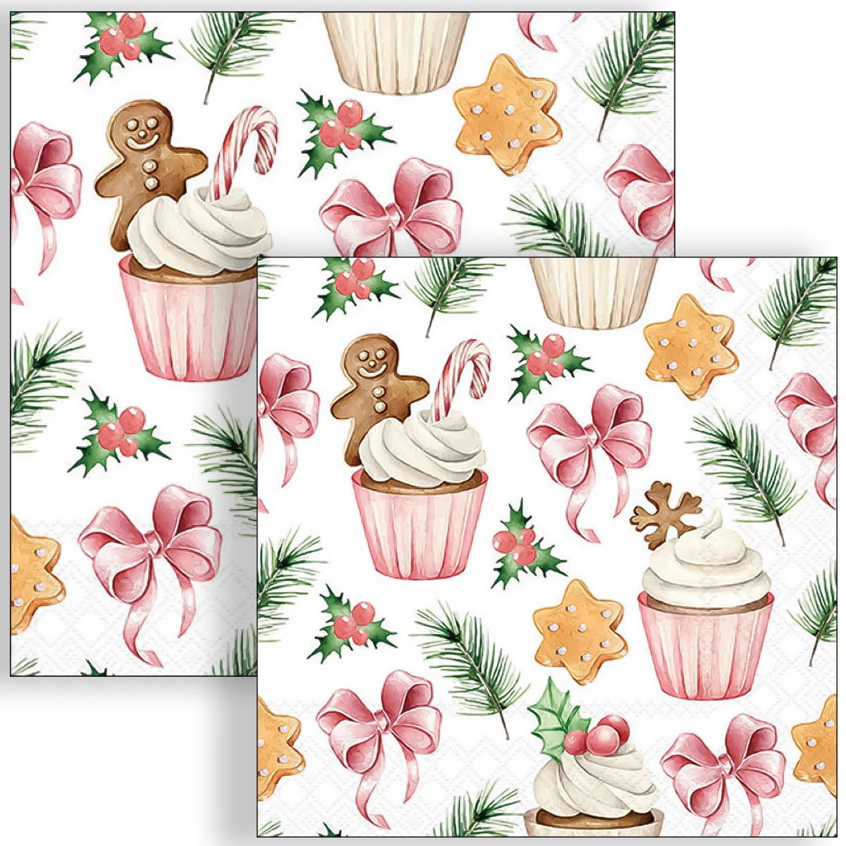 Guardanapo para Decoupage Ambiente 33x33cm com 20 Unidades - Doces de Natal Rosa