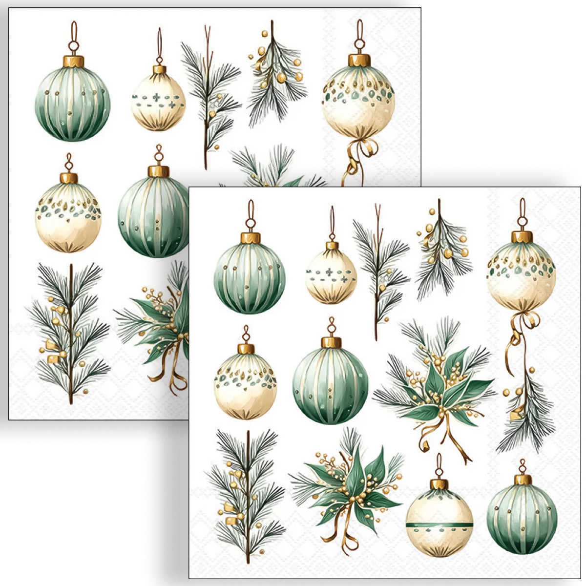 Guardanapo para Decoupage Ambiente 33x33cm com 20 Unidades - Natal Enfeites Pendurados Verde