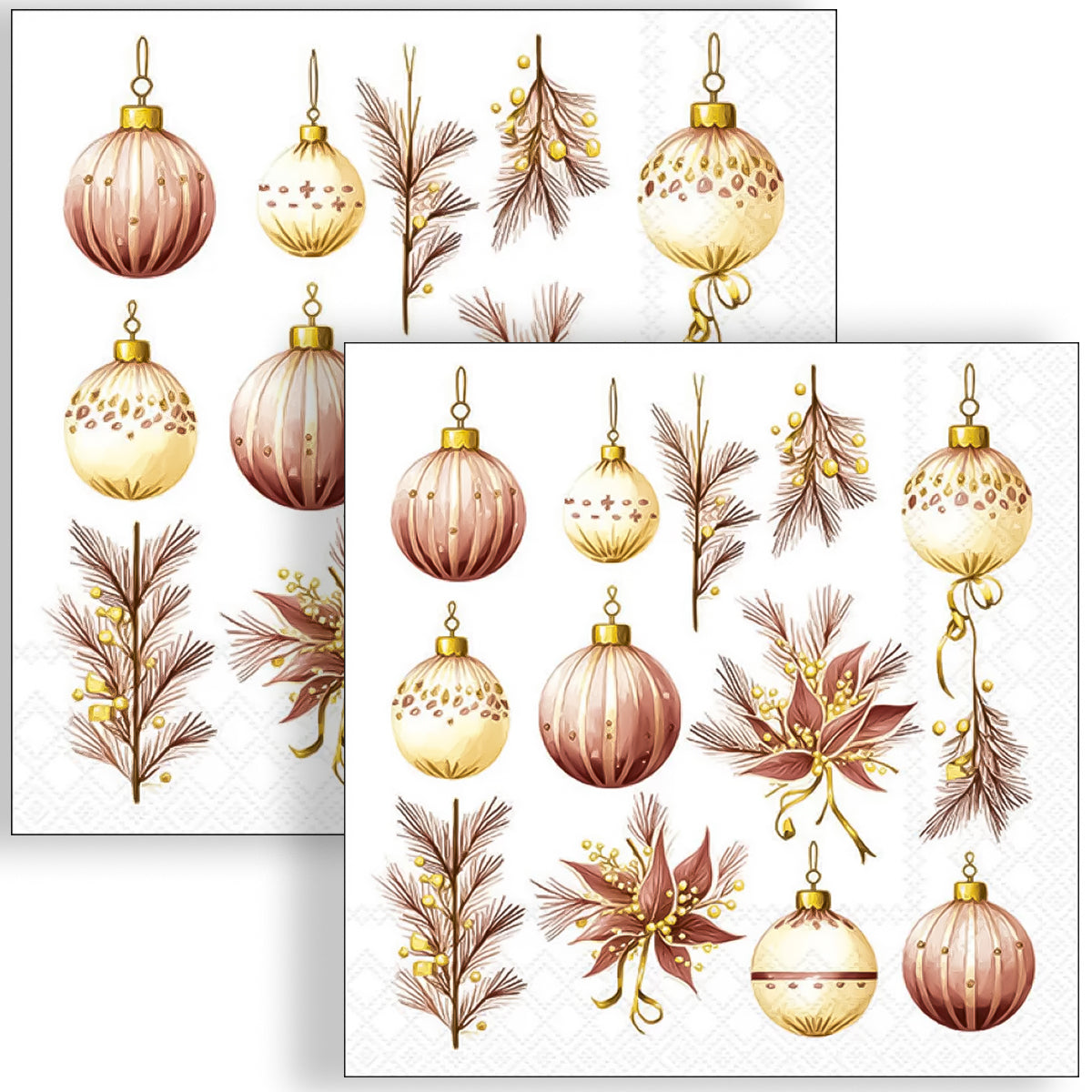 Guardanapo para Decoupage Ambiente 33x33cm com 20 Unidades - Natal Enfeites Pendurados Bordo