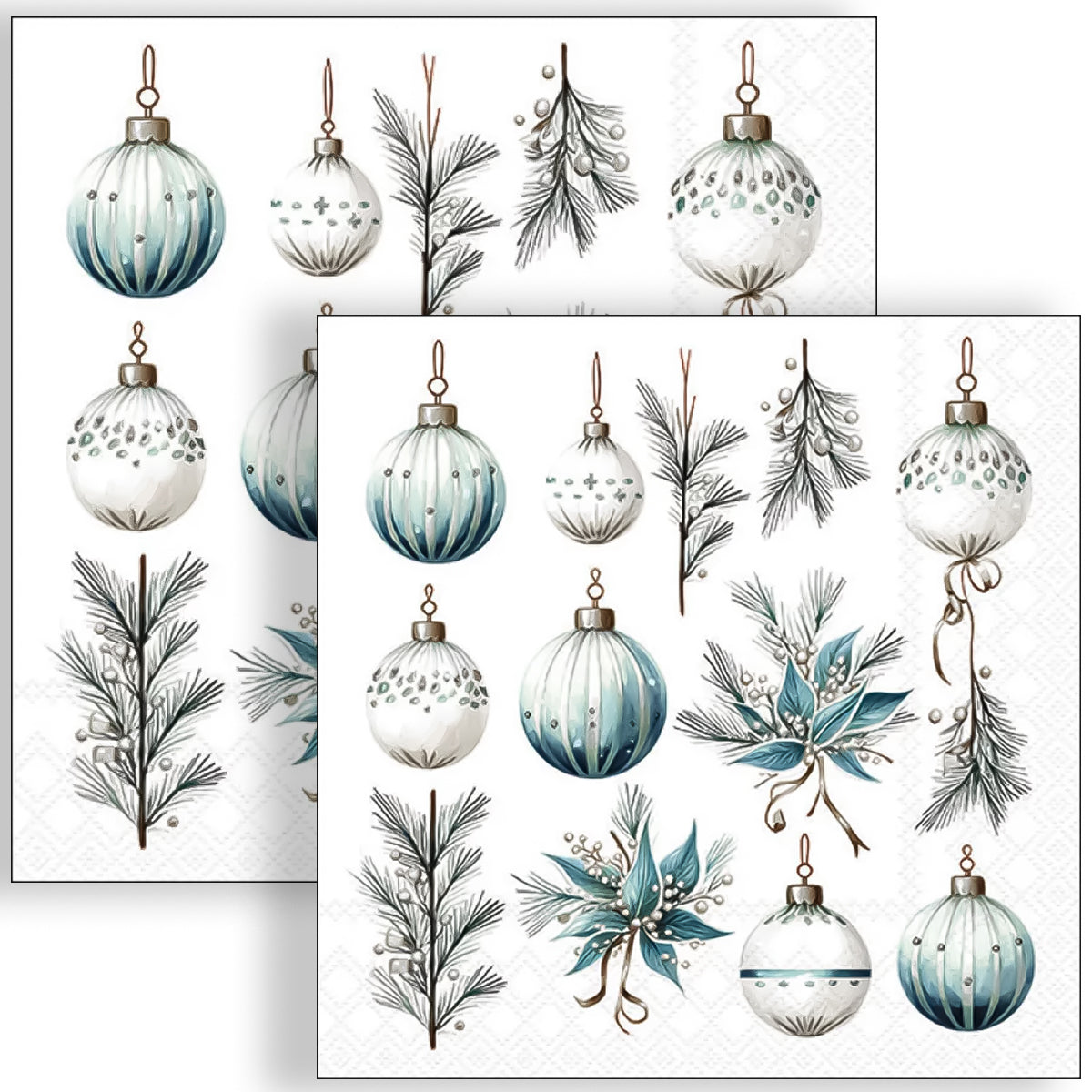 Guardanapo para Decoupage Ambiente 33x33cm com 2 Unidades - Natal Enfeites Pendurados Prata