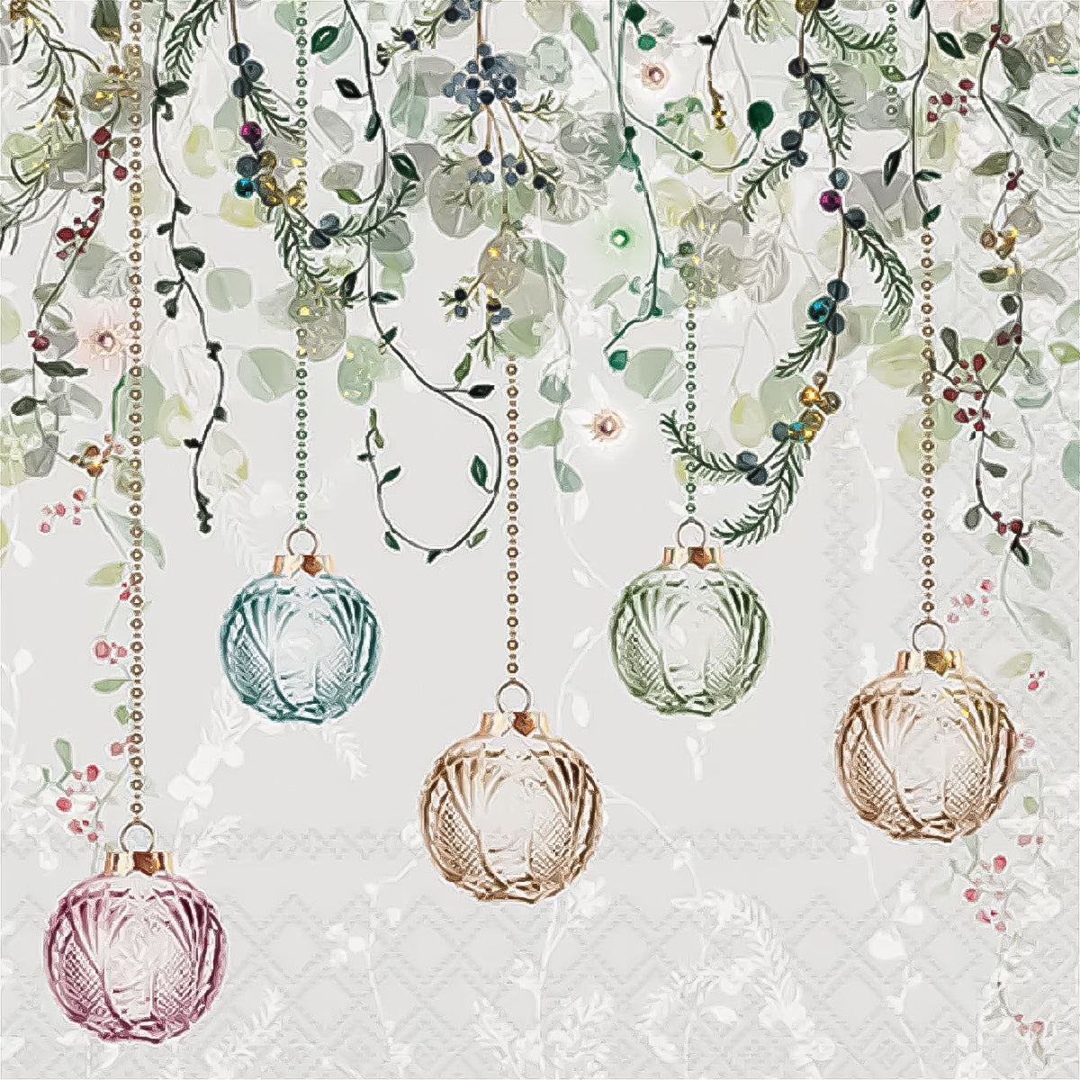 Guardanapo para Decoupage Ambiente 33x33cm com 2 Unidades - Natal Floral Cinza