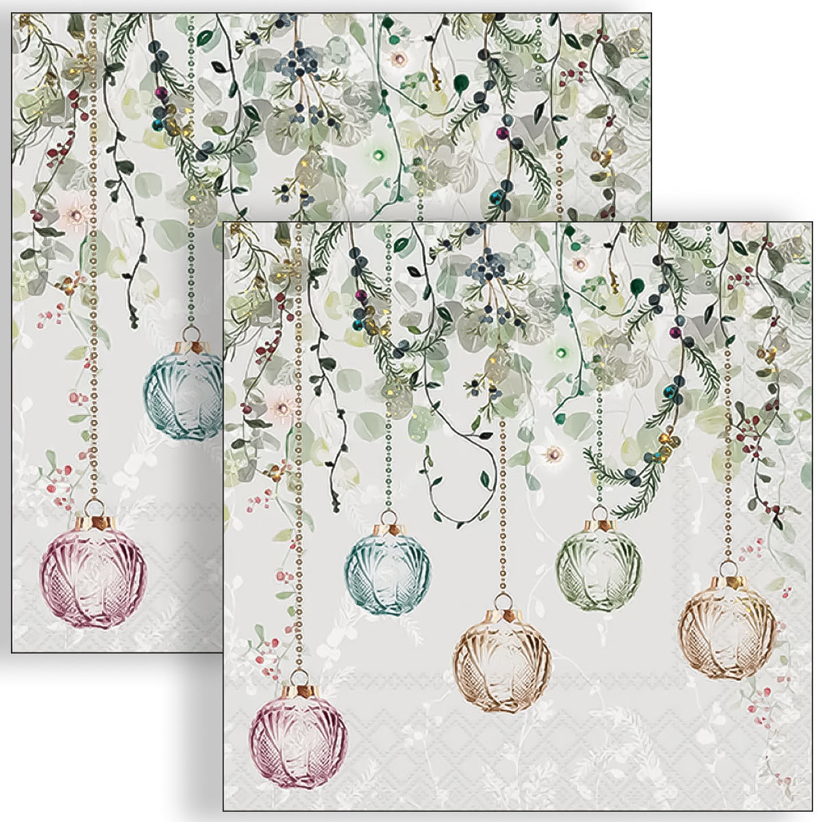 Guardanapo para Decoupage Ambiente 33x33cm com 20 Unidades - Natal Floral Cinza