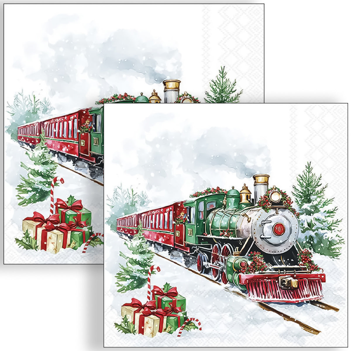 Guardanapo para Decoupage Ambiente 33x33cm com 2 Unidades - Trem de Natal