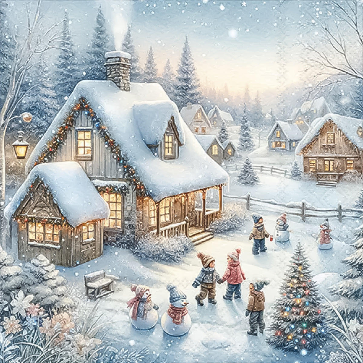Guardanapo para Decoupage Ambiente 33x33cm com 2 Unidades - Natal Inverno no Quintal