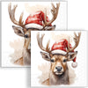 Guardanapo para Decoupage Ambiente 33x33cm com 20 Unidades - Natal Cervo com Gorro de Papai Noel Branco