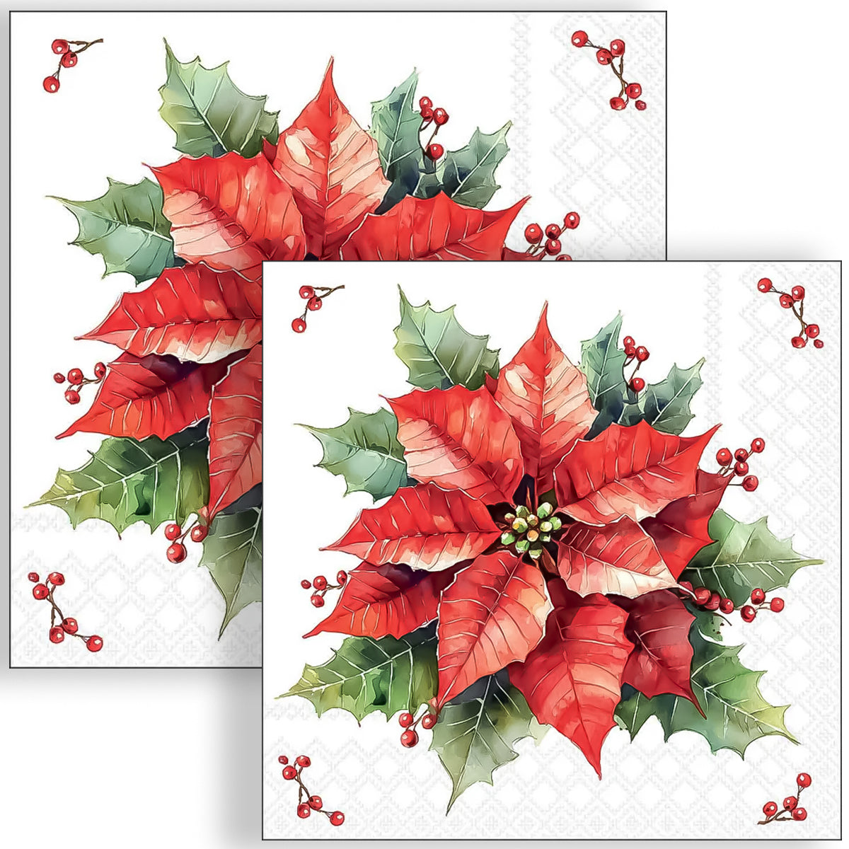 Guardanapo para Decoupage Ambiente 33x33cm com 20 Unidades - Flor do Natal Festiva Branca