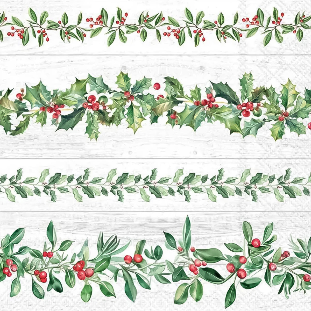 Guardanapo para Decoupage Ambiente 33x33cm com 2 Unidades - Natal Guirlandas de Folhas Cinza