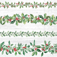 Guardanapo para Decoupage Ambiente 33x33cm com 2 Unidades - Natal Guirlandas de Folhas Cinza