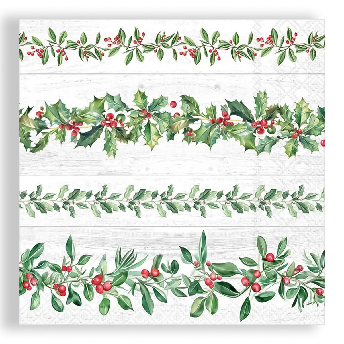 Guardanapo para Decoupage Ambiente 33x33cm com 20 Unidades - Natal Guirlandas de Folhas Cinza
