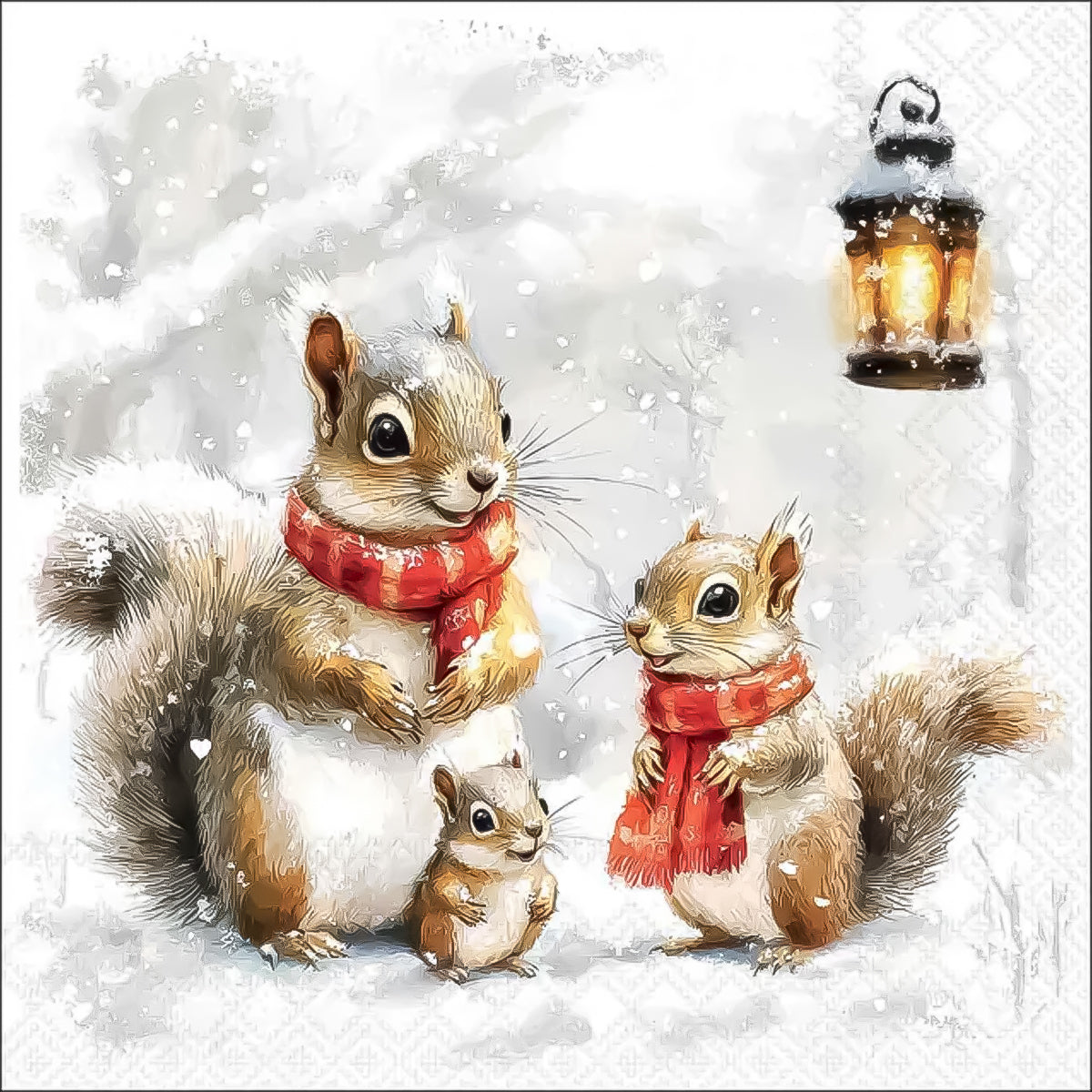 Guardanapo para Decoupage Ambiente 33x33cm com 20 Unidades - Natal Familia de Esquilos