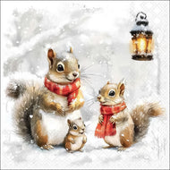 Guardanapo para Decoupage Ambiente 33x33cm com 2 Unidades - Natal Familia de Esquilos