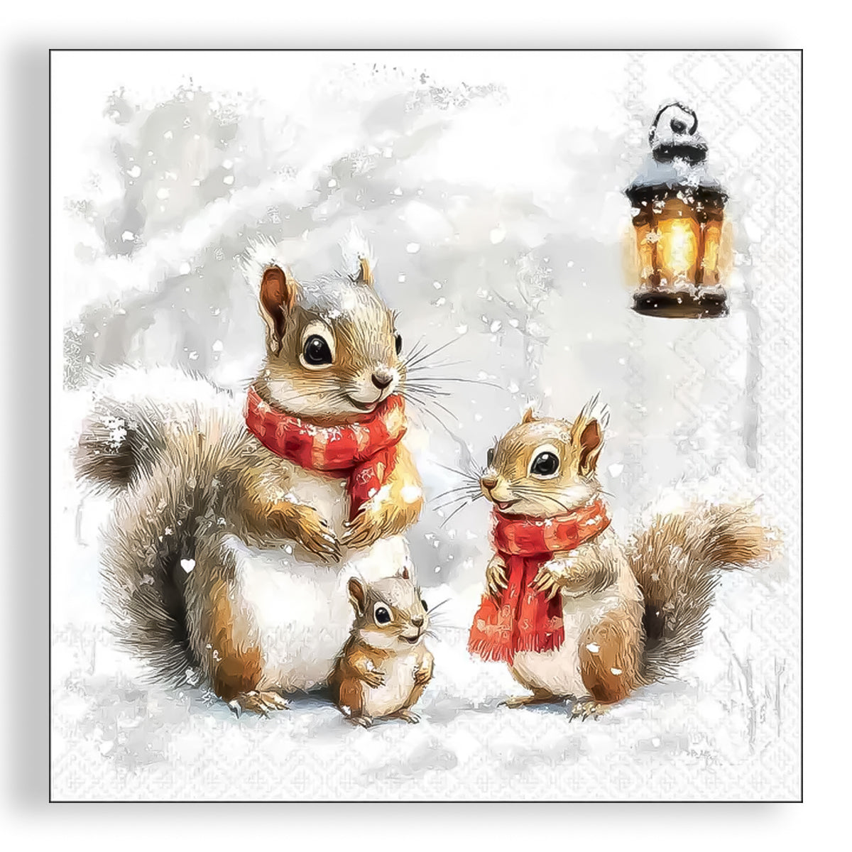 Guardanapo para Decoupage Ambiente 33x33cm com 20 Unidades - Natal Familia de Esquilos