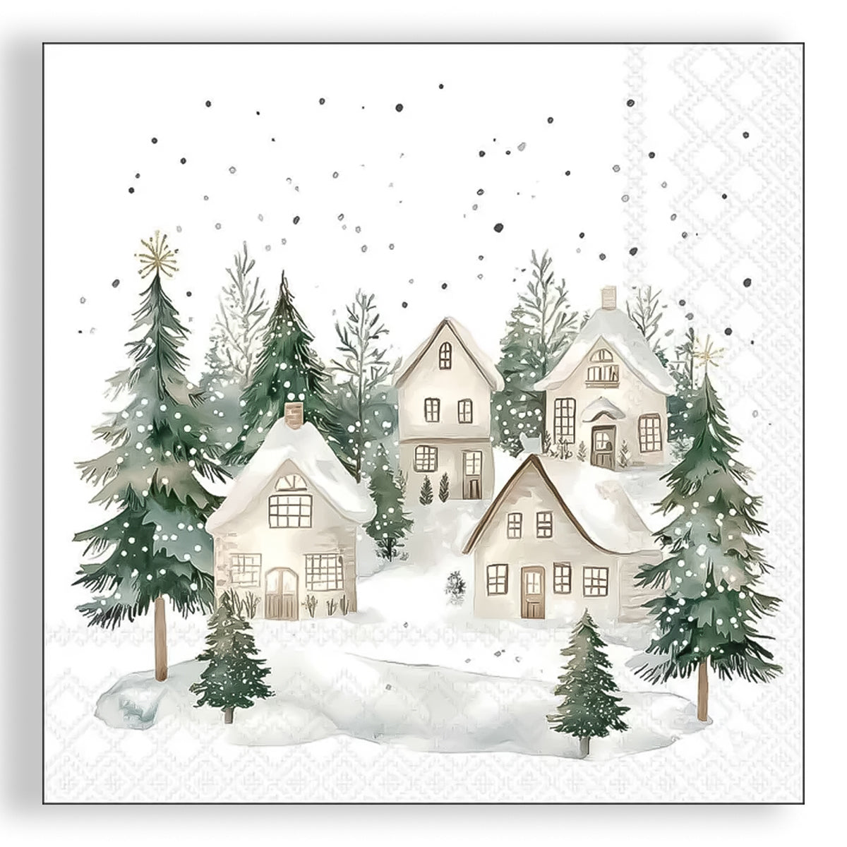 Guardanapo para Decoupage Ambiente 33x33cm com 2 Unidades - Natal Casas Nevadas