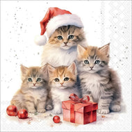 Guardanapo para Decoupage Ambiente 33x33cm com 2 Unidades - Gatinhos de Natal