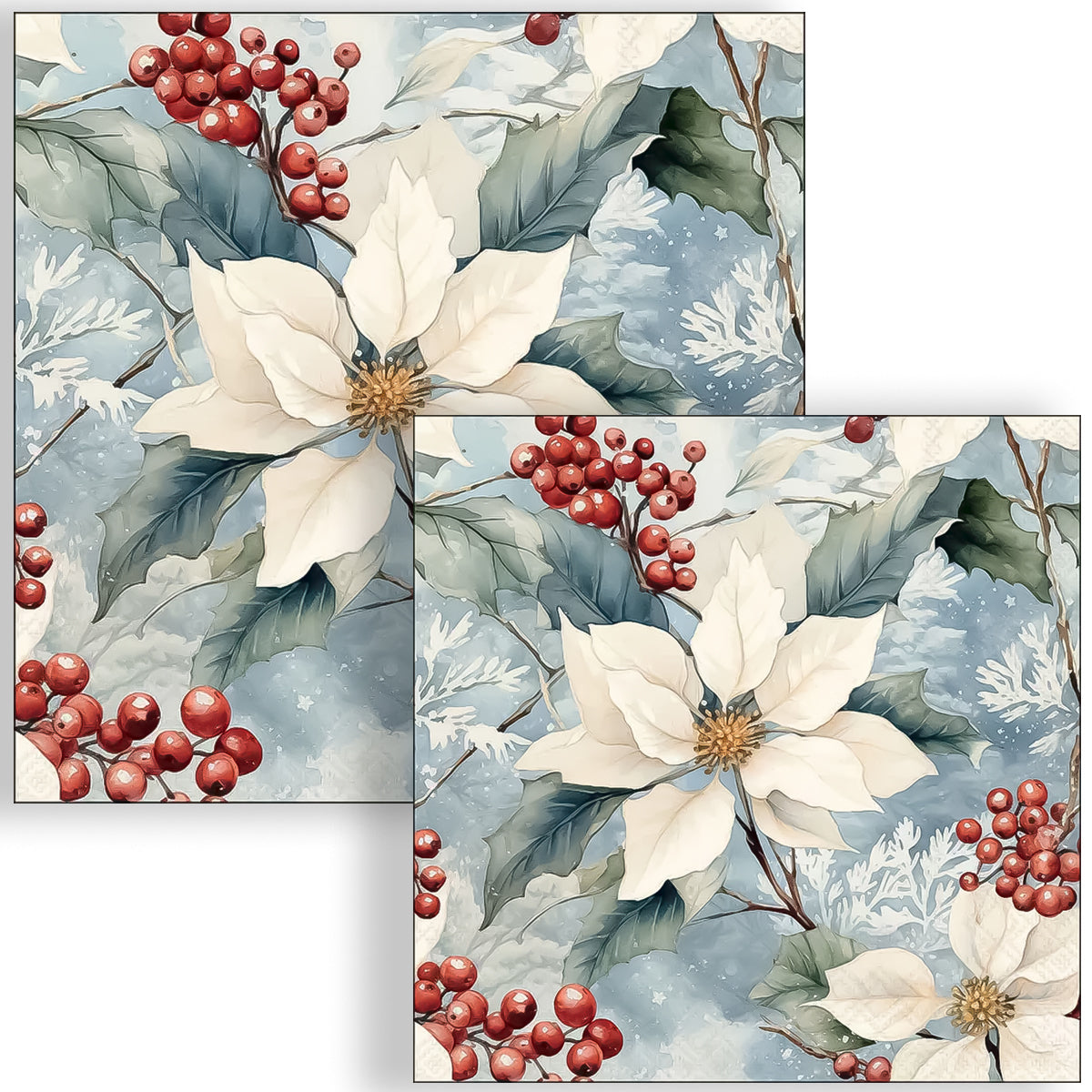 Guardanapo para Decoupage Ambiente 33x33cm com 20 Unidades - Flor do Natal de Inverno