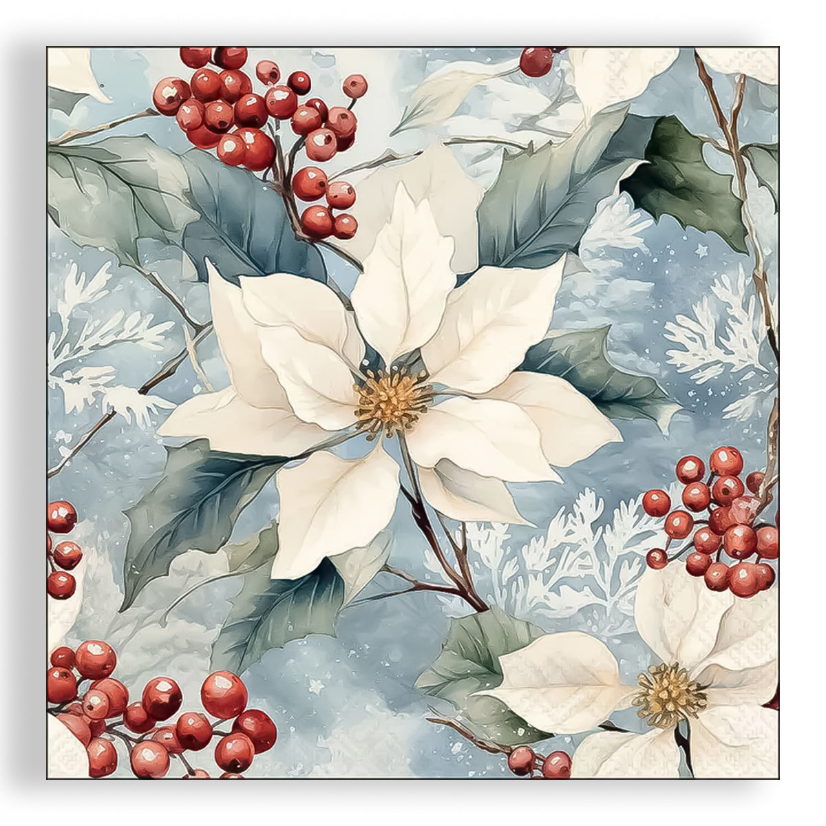 Guardanapo para Decoupage Ambiente 33x33cm com 20 Unidades - Flor do Natal de Inverno