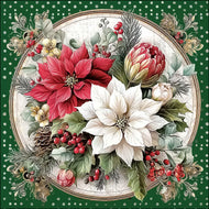 Guardanapo para Decoupage Ambiente 33x33cm com 2 Unidades - Natal Cenario Floral Verde