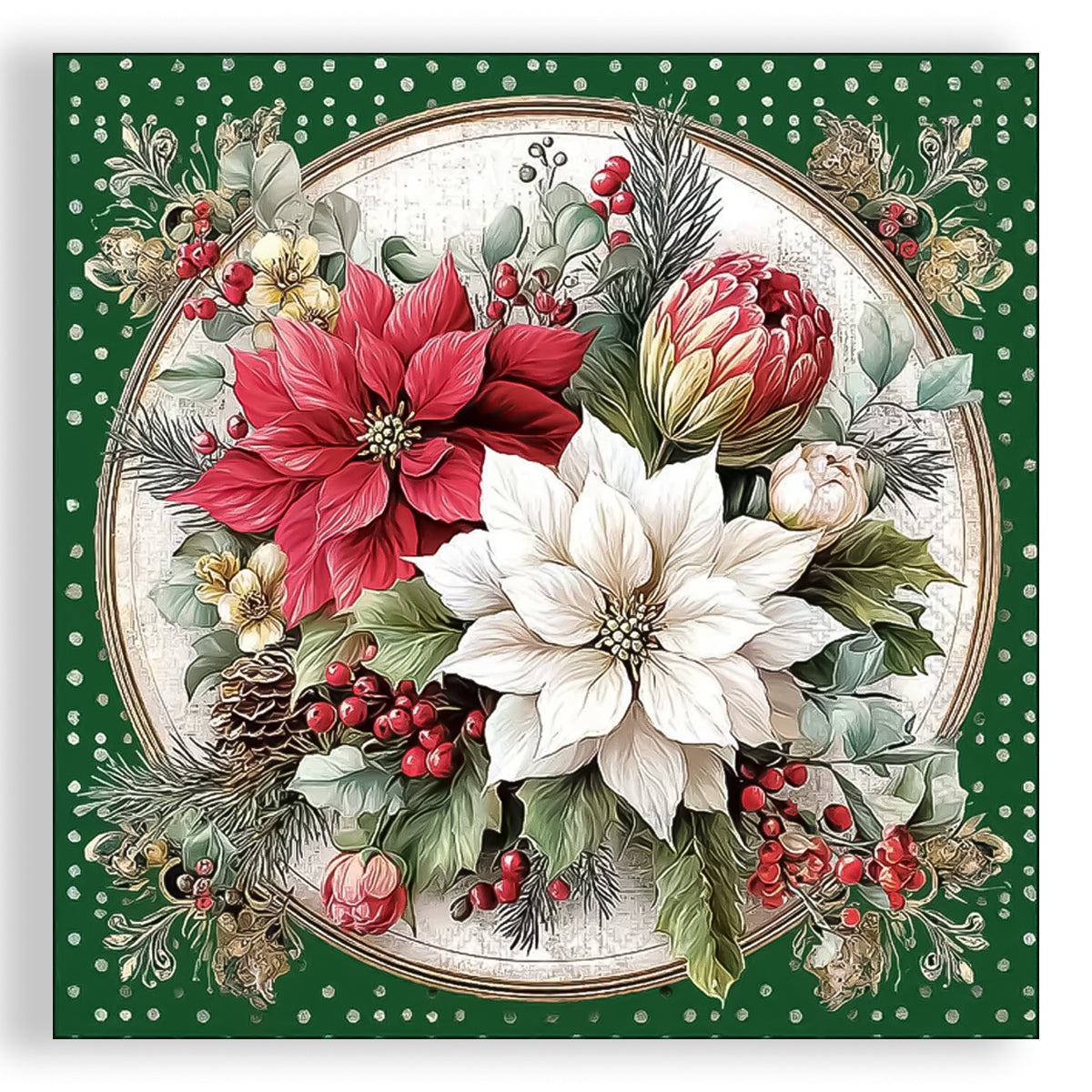 Guardanapo para Decoupage Ambiente 33x33cm com 2 Unidades - Natal Cenario Floral Verde